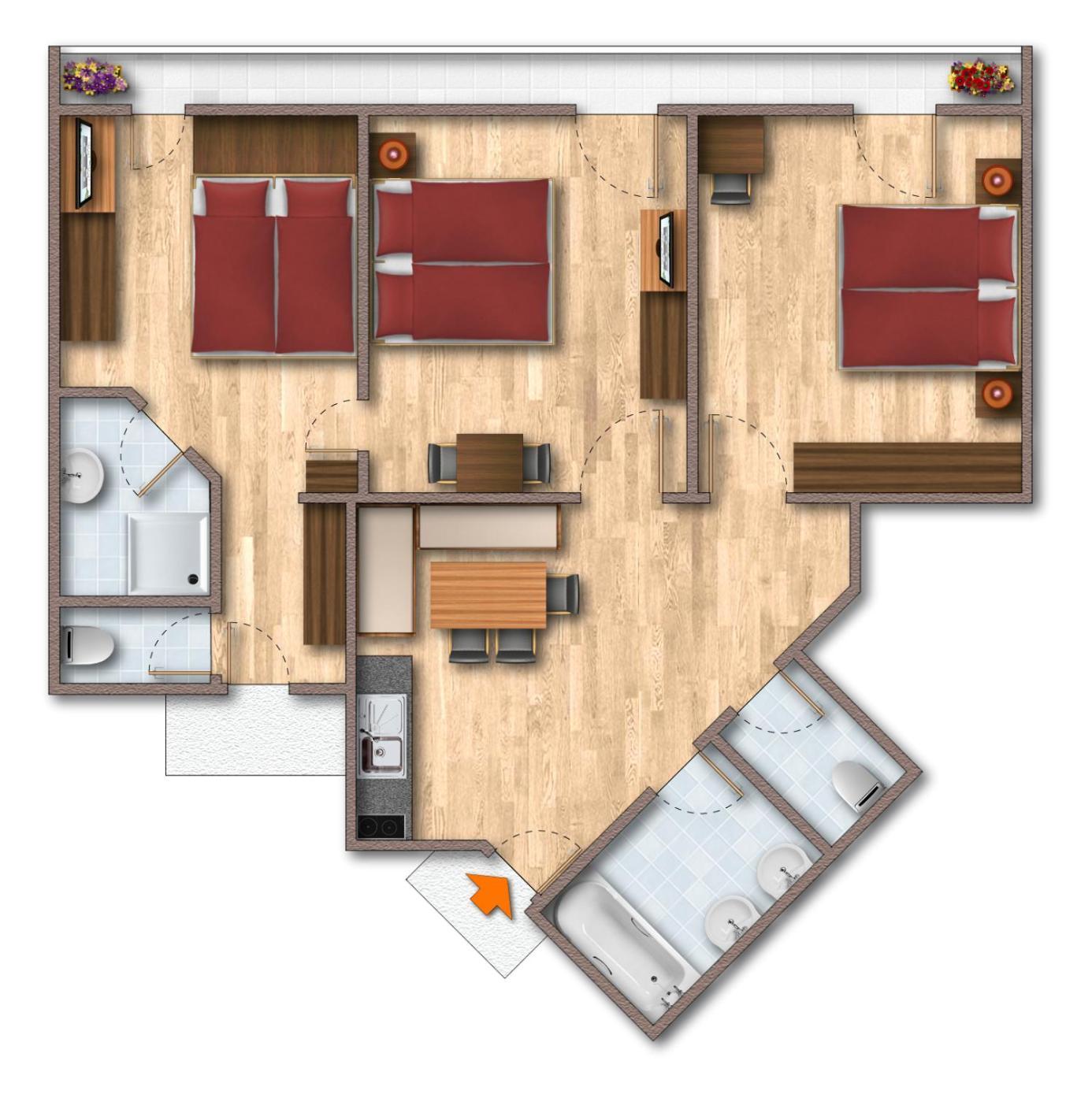 Three-Bedroom Deluxe Apartment