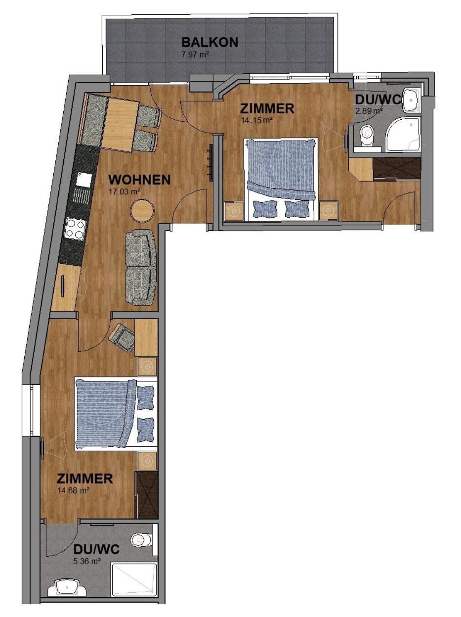 Two-Bedroom Apartment Balcony