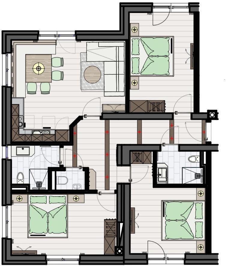 Three-Bedroom Apartment Shower